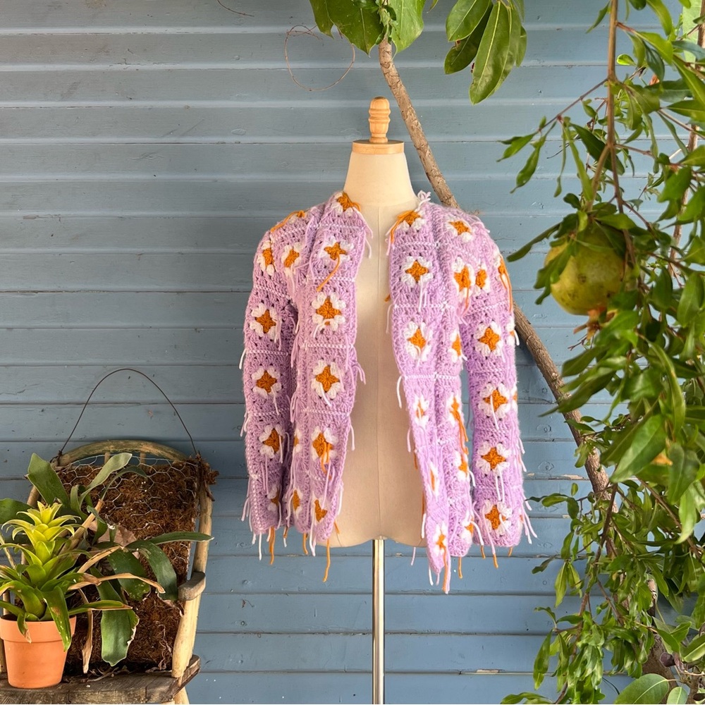 Handmade Lilac Crochet Jacket